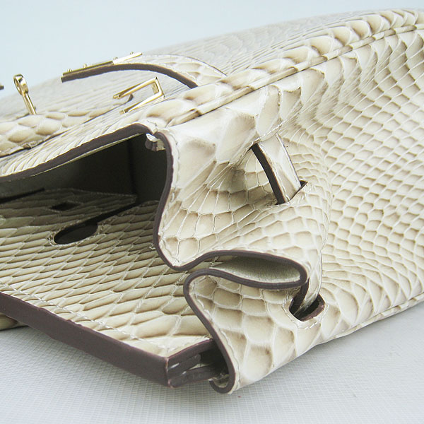 High Quality Fake Hermes Birkin 35CM Fish Veins Leather Bag Beige 6089